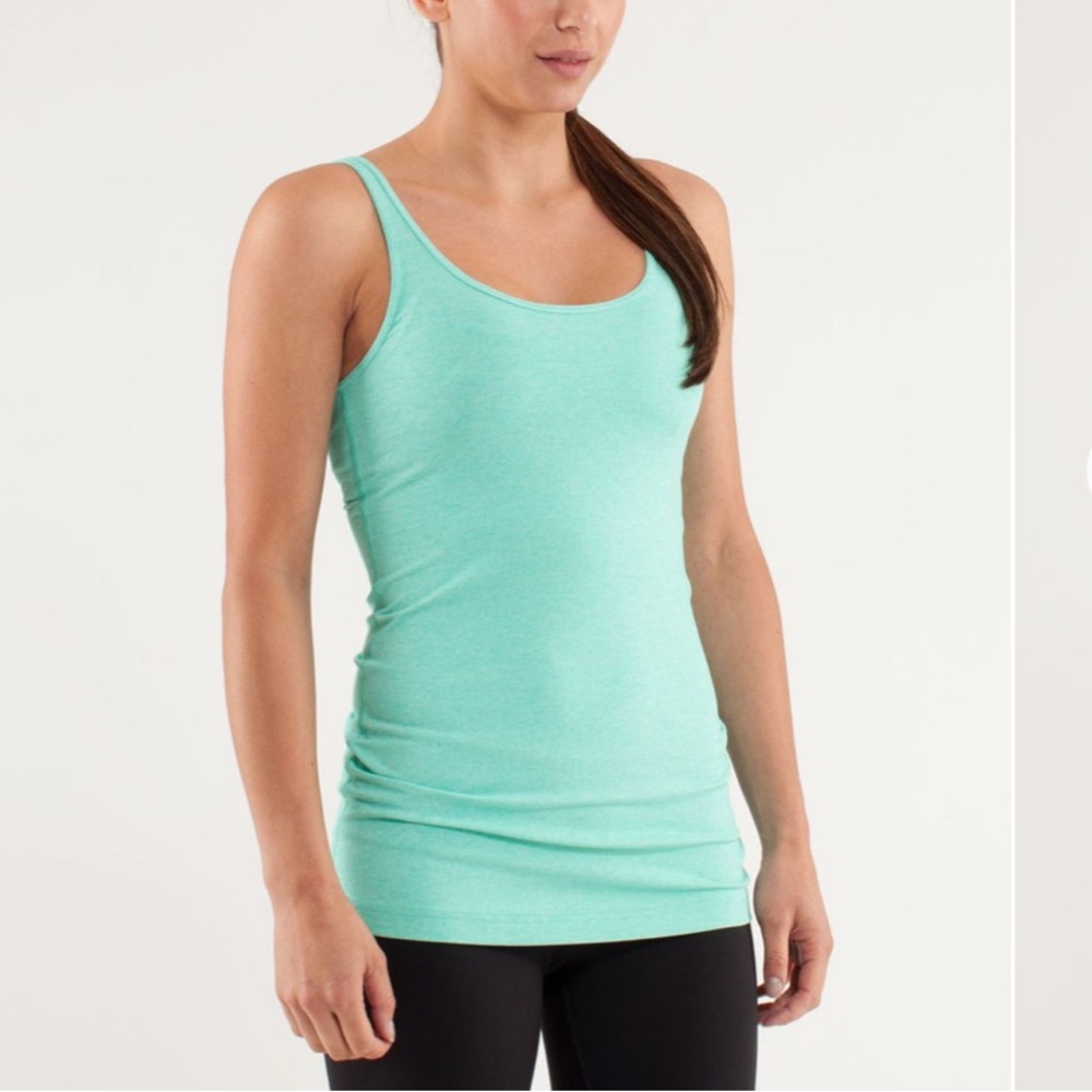Like New Lululemon Daily Tank Top Heathered Menthol Mint Green Luon Light Size 6